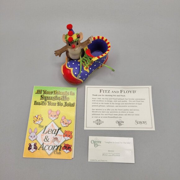 Charming Tails "Laughter Is Good For The Sole" Figurine Mouse With Clown Shoe - Picture 4 of 8